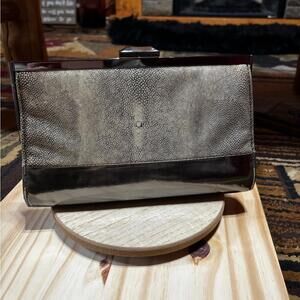 Rachel Roy Gray Metallic Silver Clutch Bag